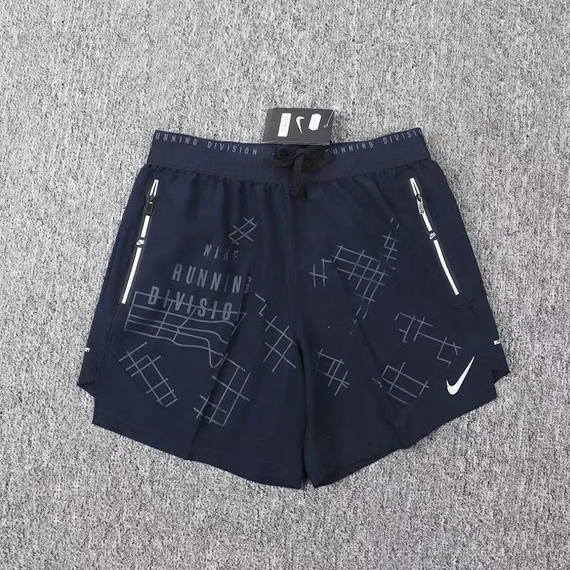 Nike Shorts Double-layer running with zip pockets and reflective graphic print — TOP Spider Shorts Double-Layer-Sapphire Blue