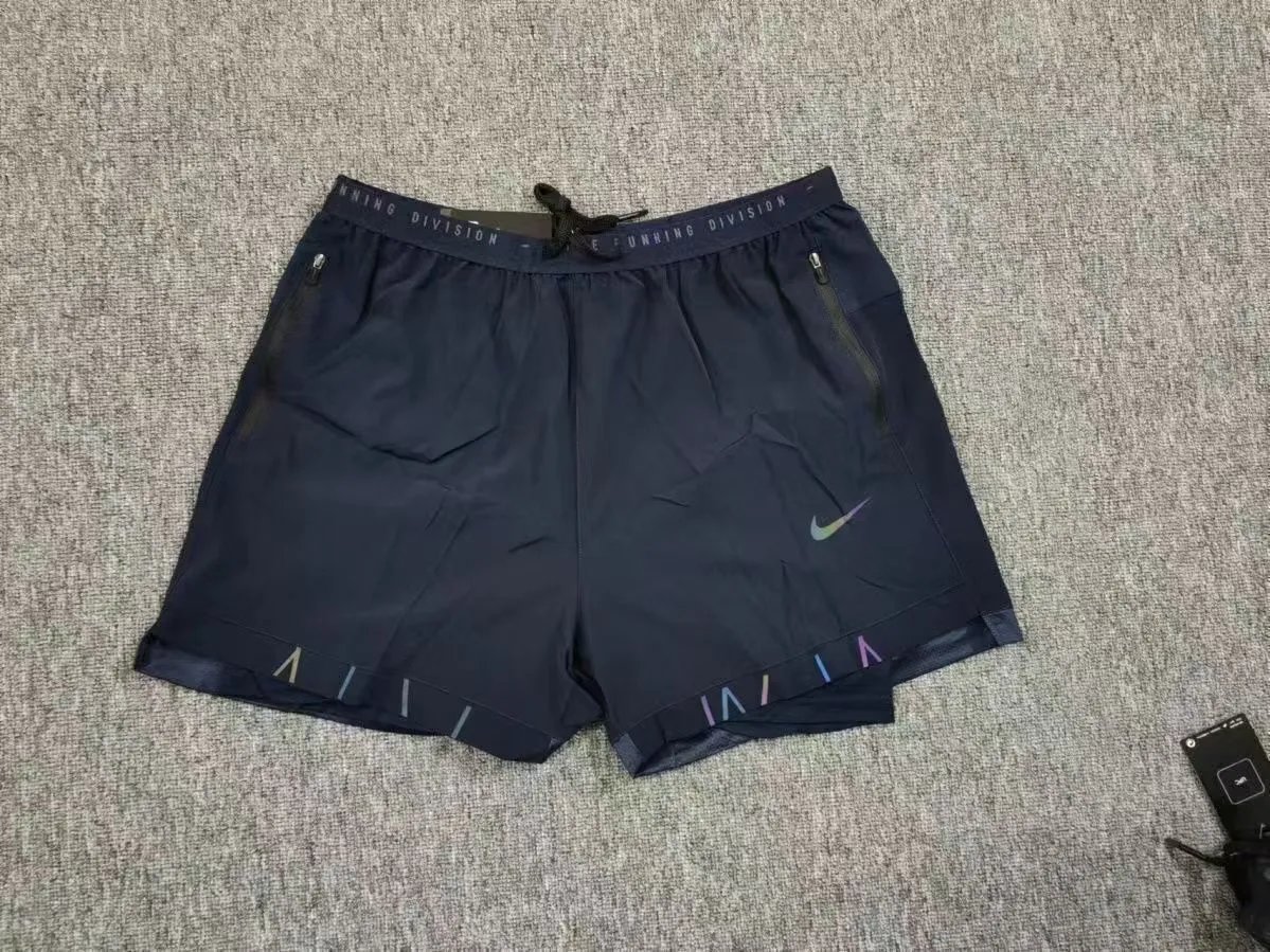 Nike Shorts Double-layer running with zip pockets and reflective graphic print — 4-color hook double-layer-sapphire blue