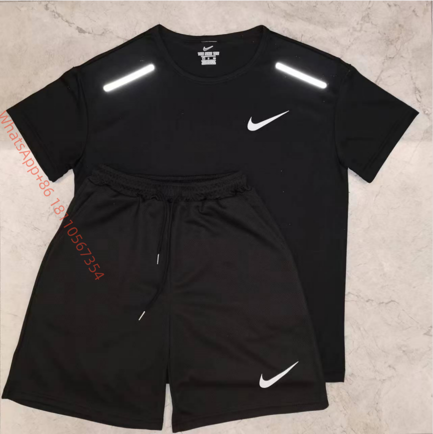 Reflective Quick-Dry Short-Sleeve Set Black