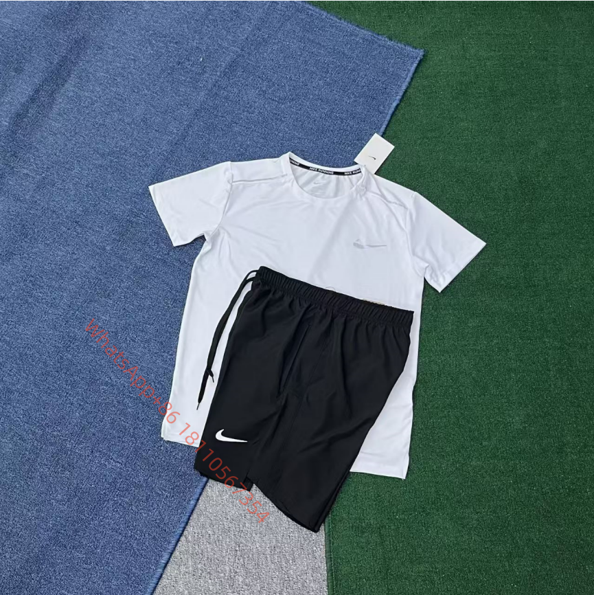 NIKE-White Short-Sleeve Shirt + Black Shorts