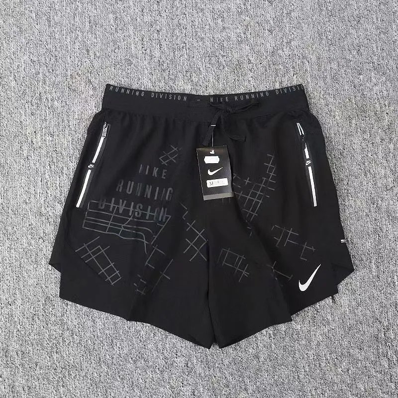 Nike Shorts Double-layer running with zip pockets and reflective graphic print — TOP Spider Shorts Double-Layer-Black