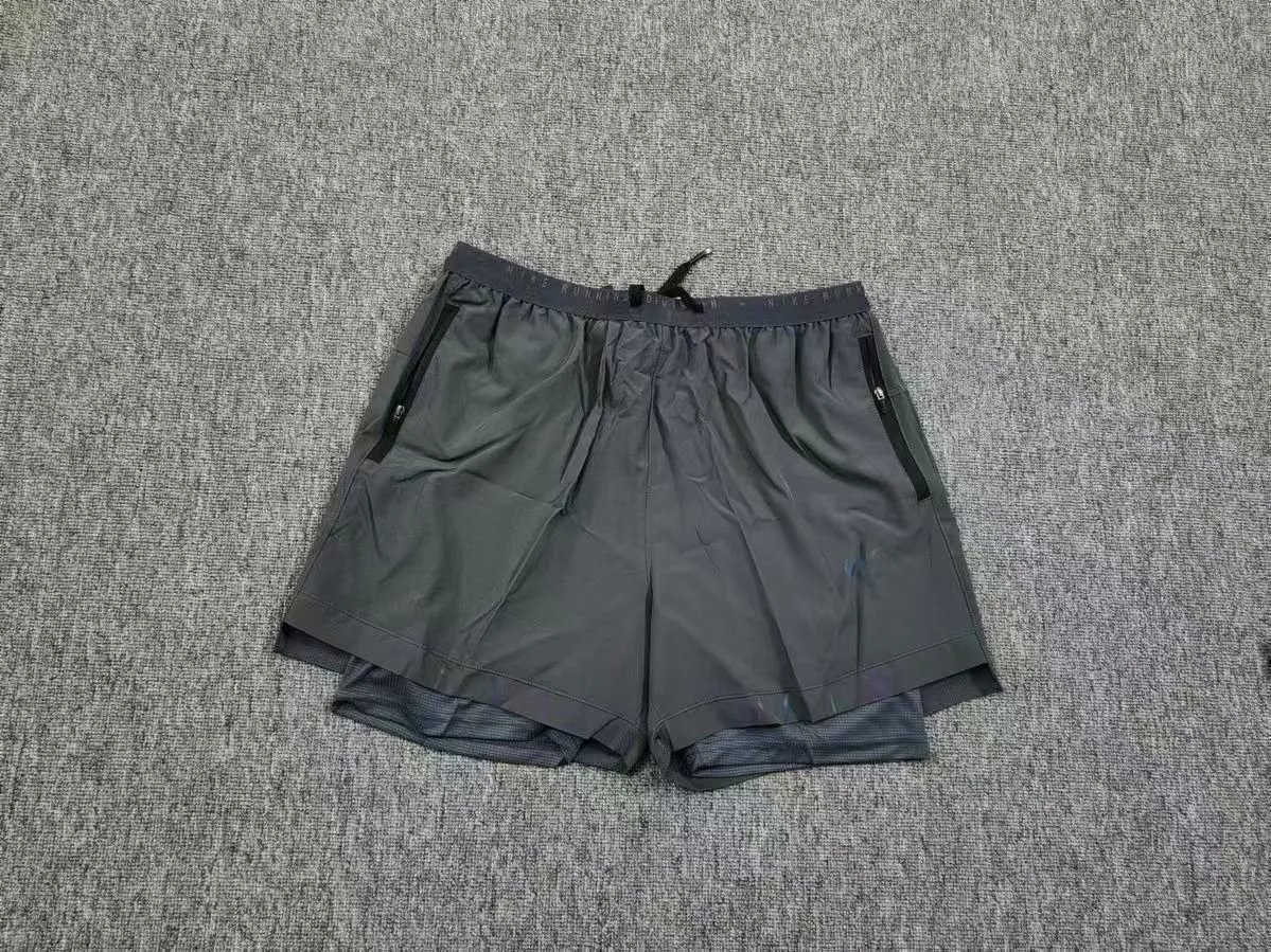 Nike Shorts Double-layer running with zip pockets and reflective graphic print — 6-color hook double-layer-gray