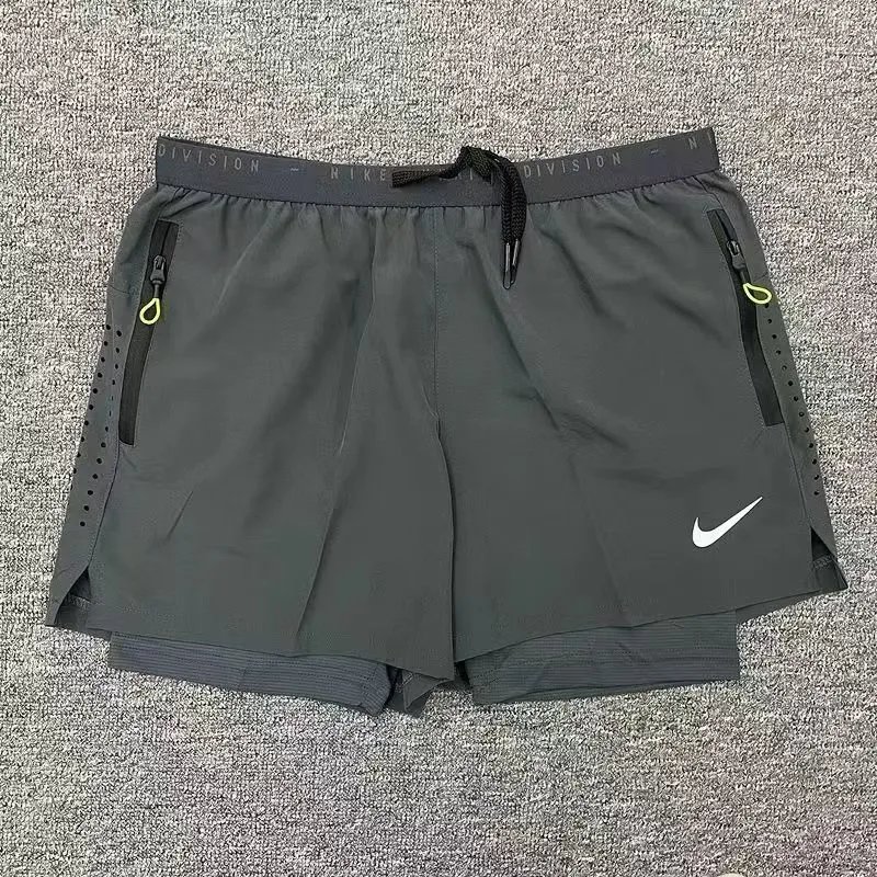 Nike Shorts Double-layer running with zip pockets and reflective graphic print — 14 Small White Hook Side Honeycomb Double-Layer-Gray
