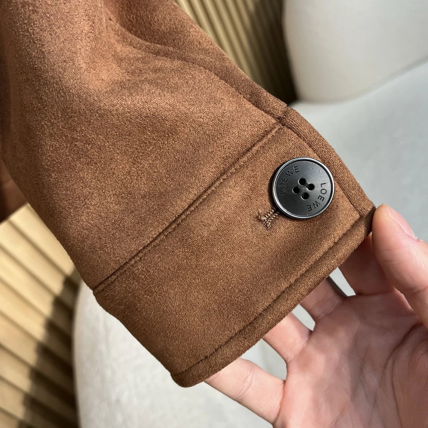 Loewe Suede Utility Jacket Brown Outerwear - 10