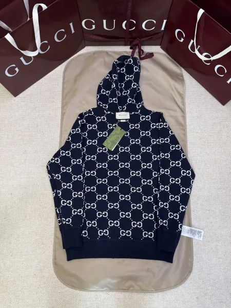 Gucci GG Pattern Lined Hoodie Burgundy - 21