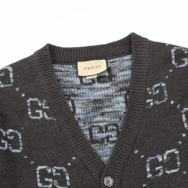 Gucci GG Monogram Knit Cardigan Black - 3