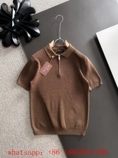 Design Knit Half-Zip Polo Shirt Brown Tops Polo - 1