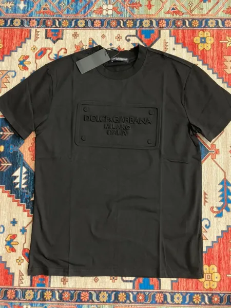 Dolce & Gabbana Embossed Logo Patch Black T-Shirt - 1