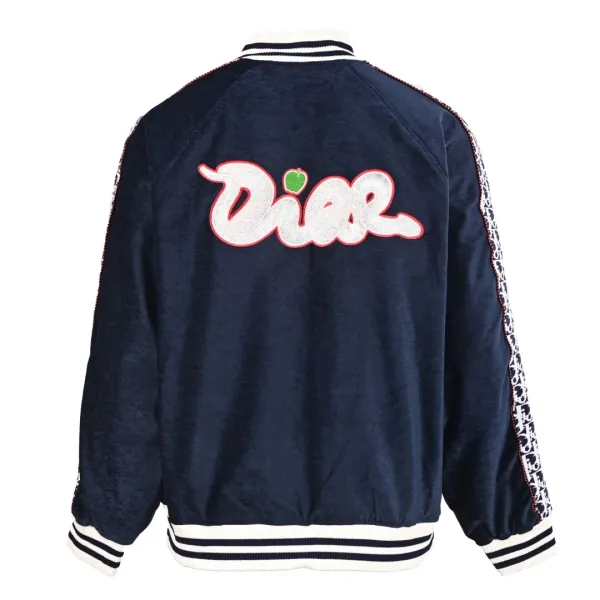 Dior CD Oblique Velvet Bomber Jacket Navy Outerwear Jacket - 3
