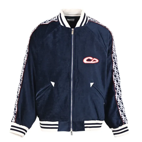 Dior CD Oblique Velvet Bomber Jacket Navy Outerwear Jacket - 1