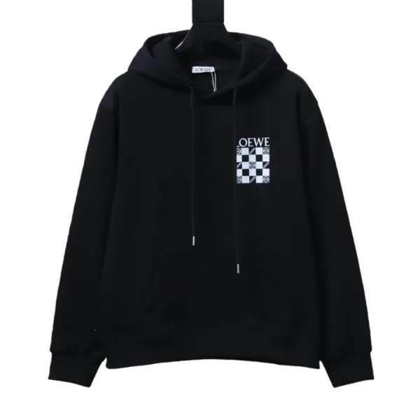 Loewe Checkerboard Print Hoodie White - 4