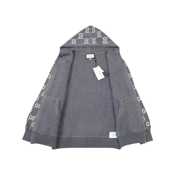 Gucci GG Pattern Lined Hoodie Burgundy - 7