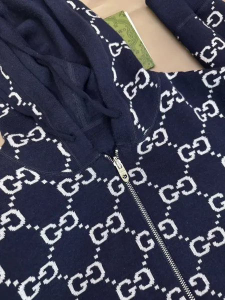 Gucci GG Pattern Lined Hoodie Burgundy - 27
