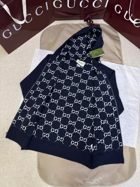 Gucci GG Pattern Lined Hoodie Burgundy - 22