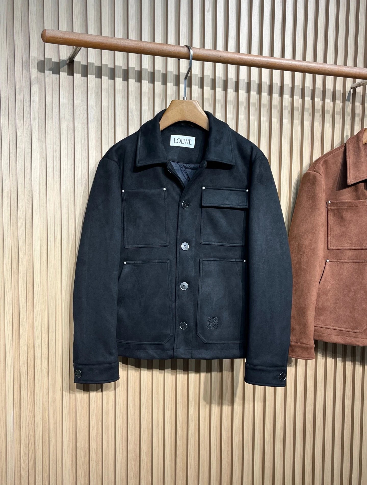 Loewe Suede Utility Jacket Brown Outerwear - 7