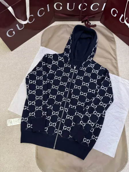 Gucci GG Pattern Lined Hoodie Burgundy - 25