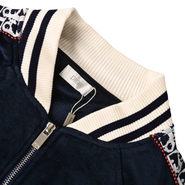 Dior CD Oblique Velvet Bomber Jacket Navy Outerwear Jacket - 4