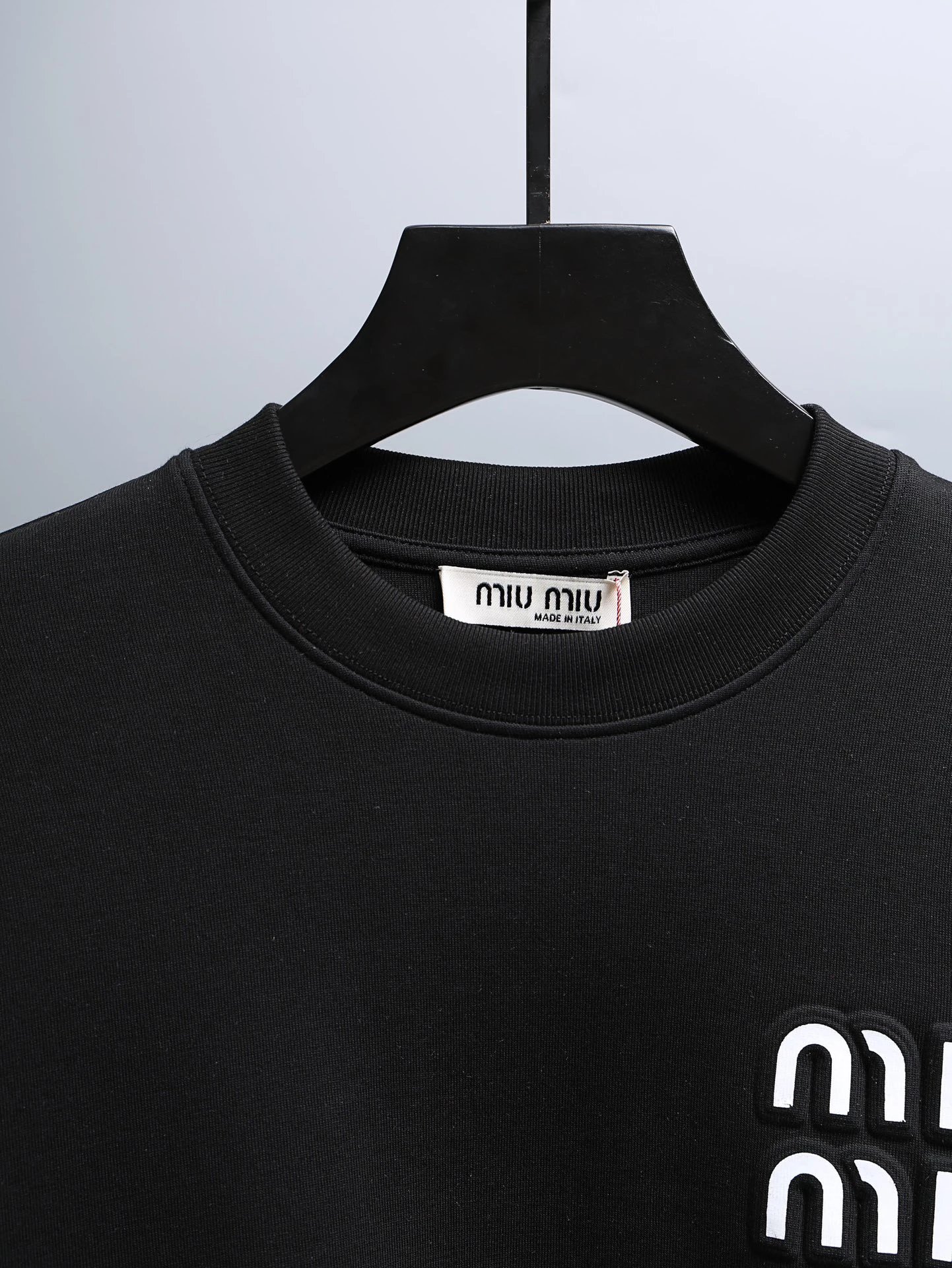 Miu Miu Logo-Embellished Black Sweatshirt with Stripe Sleeves Hoodie - 14
