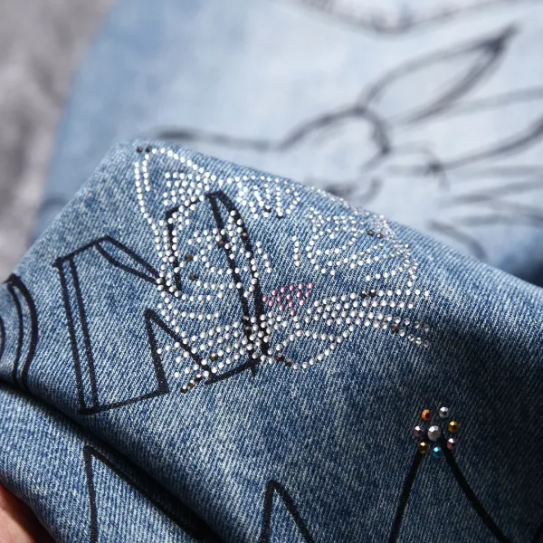 Design Custom Embroidered Graphic Jeans Blue - 4