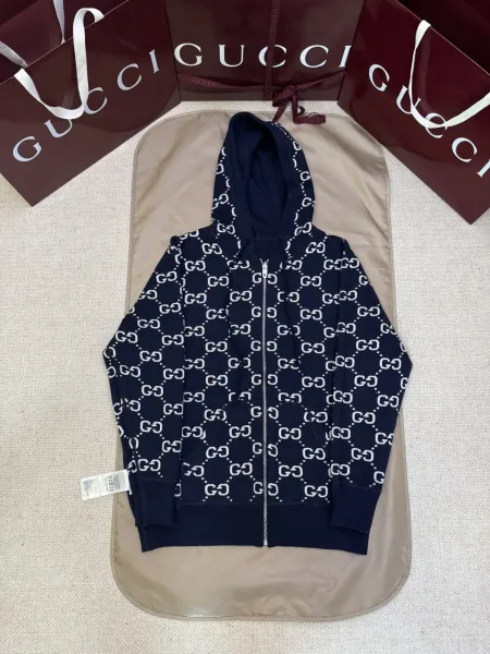 Gucci GG Pattern Lined Hoodie Burgundy - 20