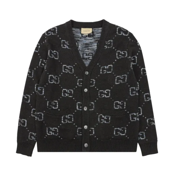 Gucci GG Monogram Knit Cardigan Black - 1