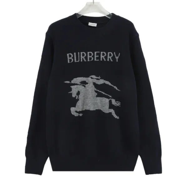 Burberry Equestrian Knight Logo Knit Sweater Gray - 13