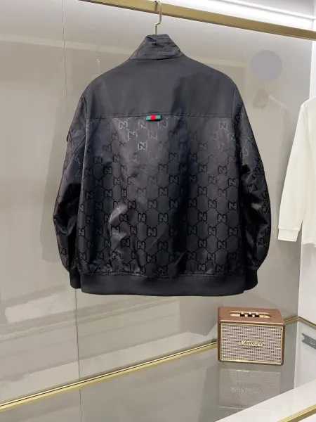 Gucci GG Monogram Hooded Bomber Jacket Black Outerwear Jacket - 3