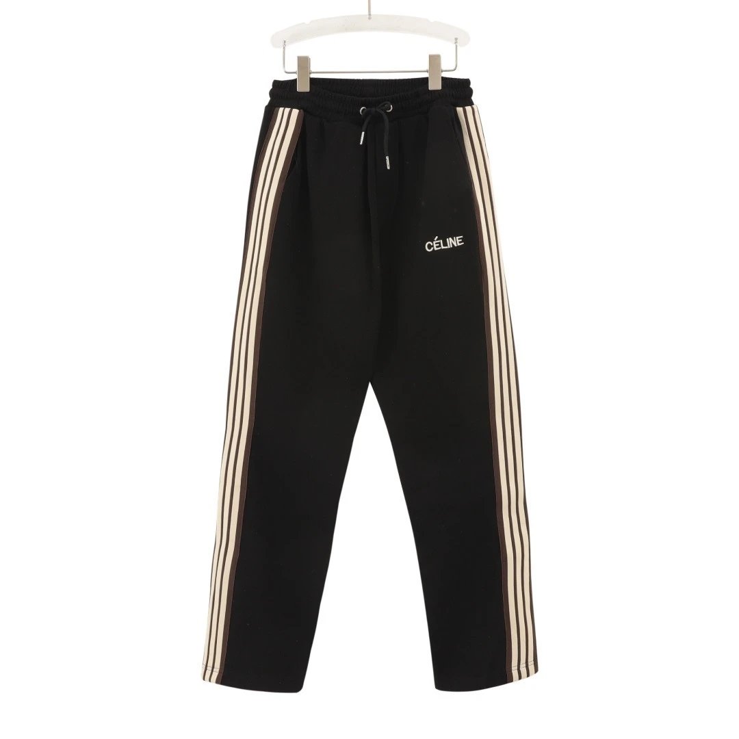 Celine Silk Satin Drawstring Wide-Leg Pants Black - 5