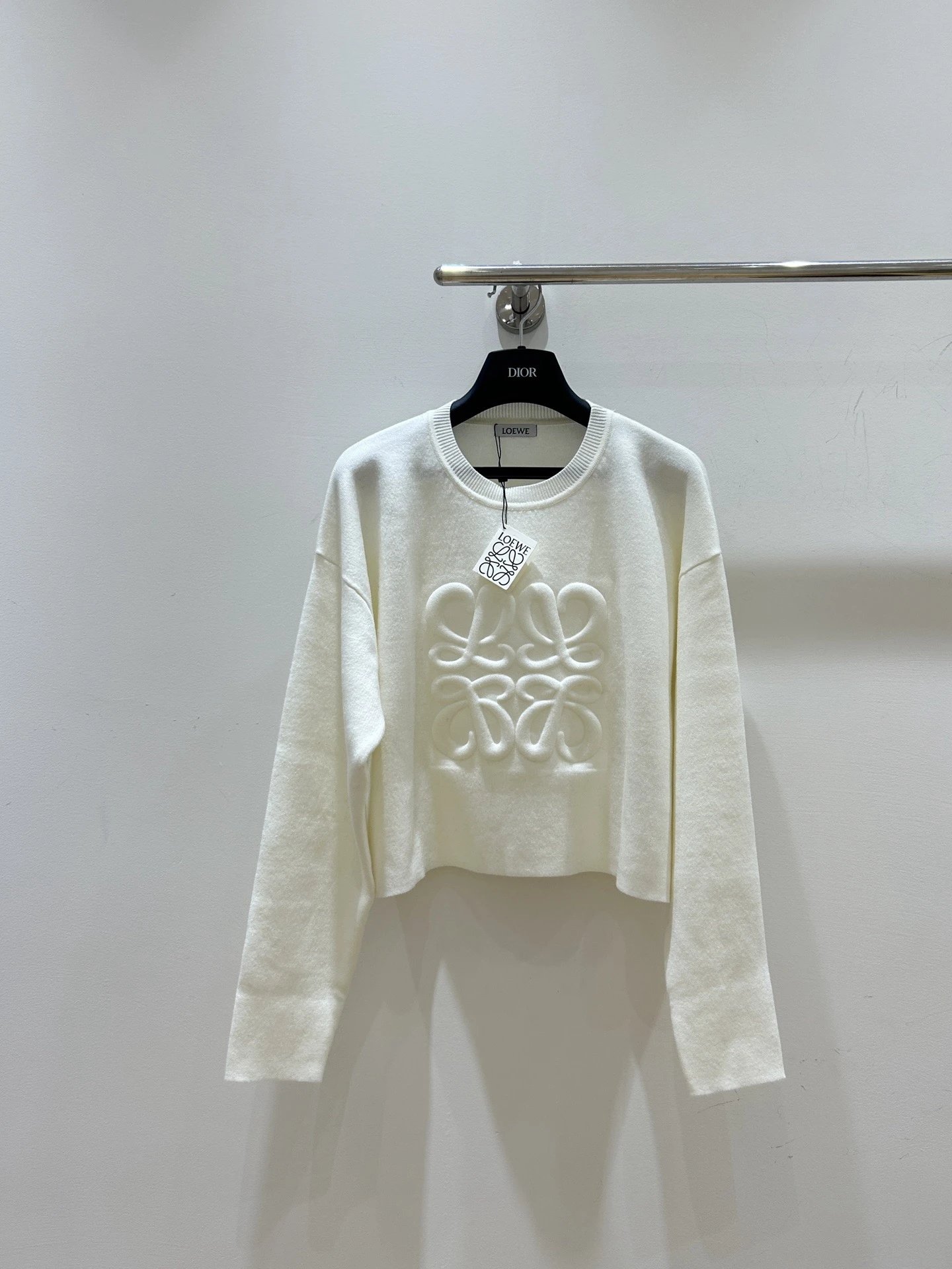 Loewe Anagram Embroidered Cropped Sweater Black - 7