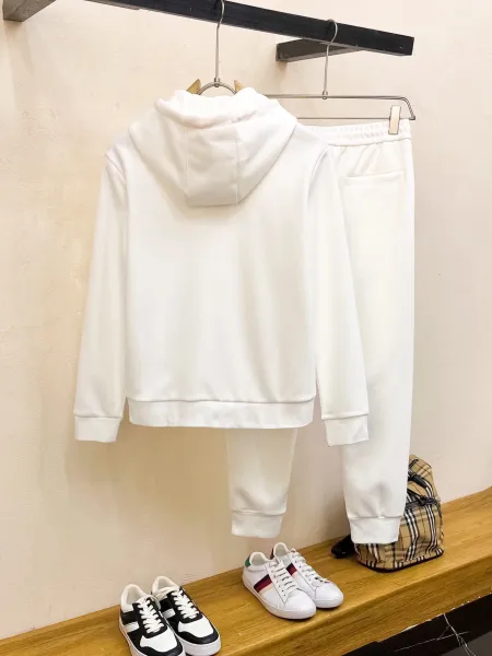Louis Vuitton Monogram Embroidered White Hoodie and Sweatpants Set - 4