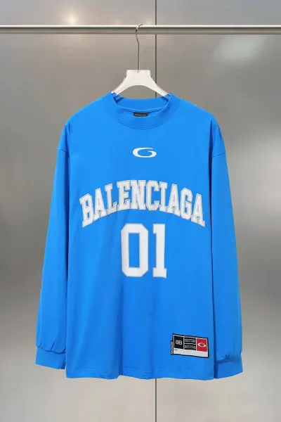 Balenciaga Collegiate Arch Logo Long-Sleeve T-Shirt Blue - 1