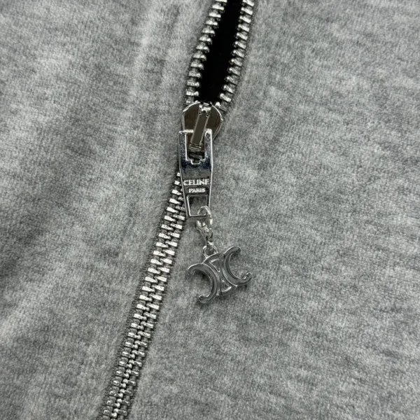 Celine Track Jacket Gray with Stripe Detail Outerwear - 9