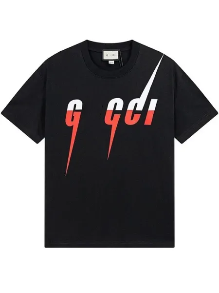 Gucci Lightning Logo Print Black T-Shirt - 1