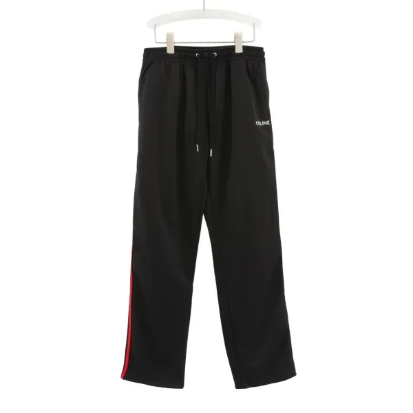Celine Silk Satin Drawstring Wide-Leg Pants Black - 7