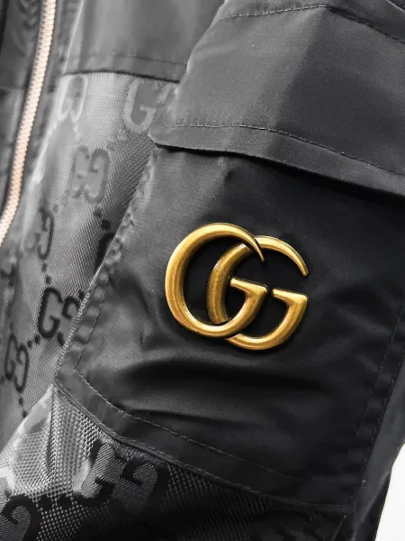 Gucci GG Monogram Hooded Bomber Jacket Black Outerwear Jacket - 9