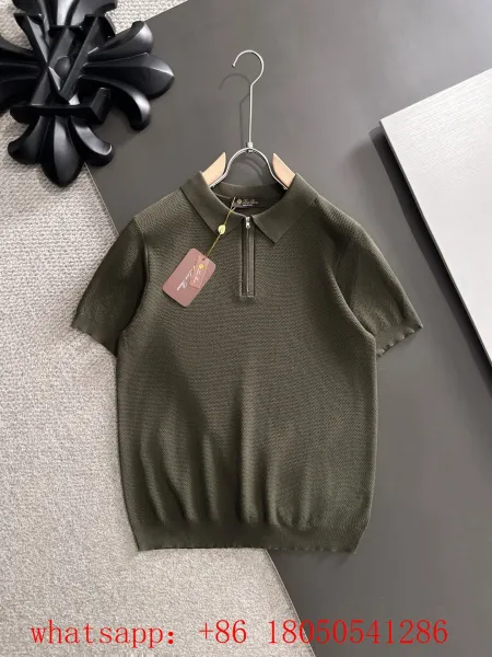Design Zip-Neck Knit Polo Olive Green Top Polo Shirt - 1