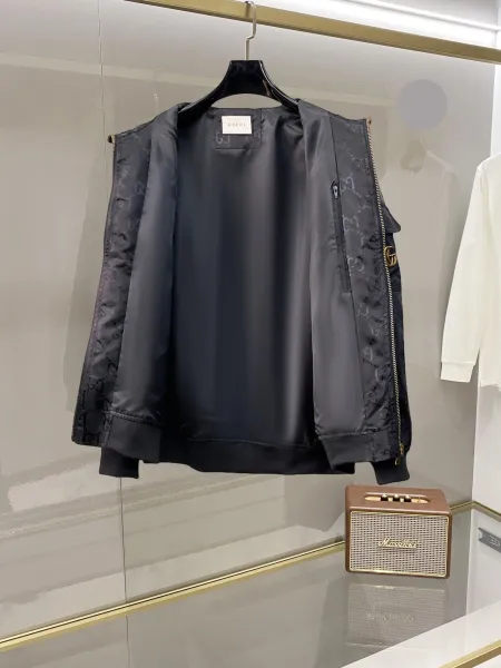 Gucci GG Monogram Hooded Bomber Jacket Black Outerwear Jacket - 4