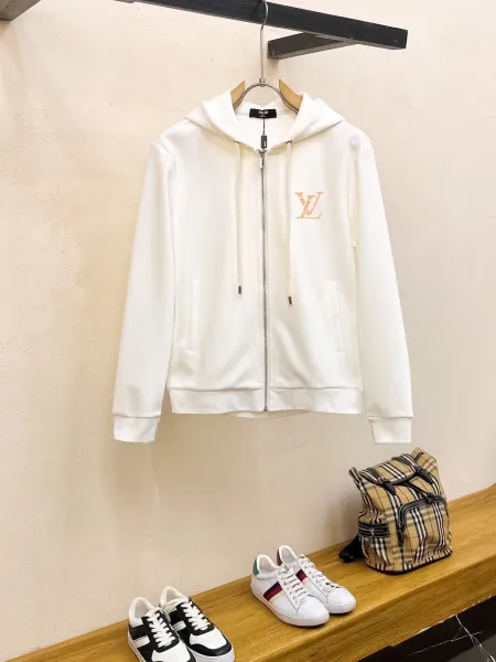 Louis Vuitton Monogram Embroidered White Hoodie and Sweatpants Set - 5