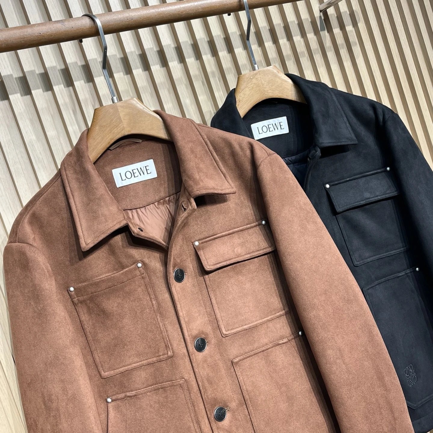 Loewe Suede Utility Jacket Brown Outerwear - 5
