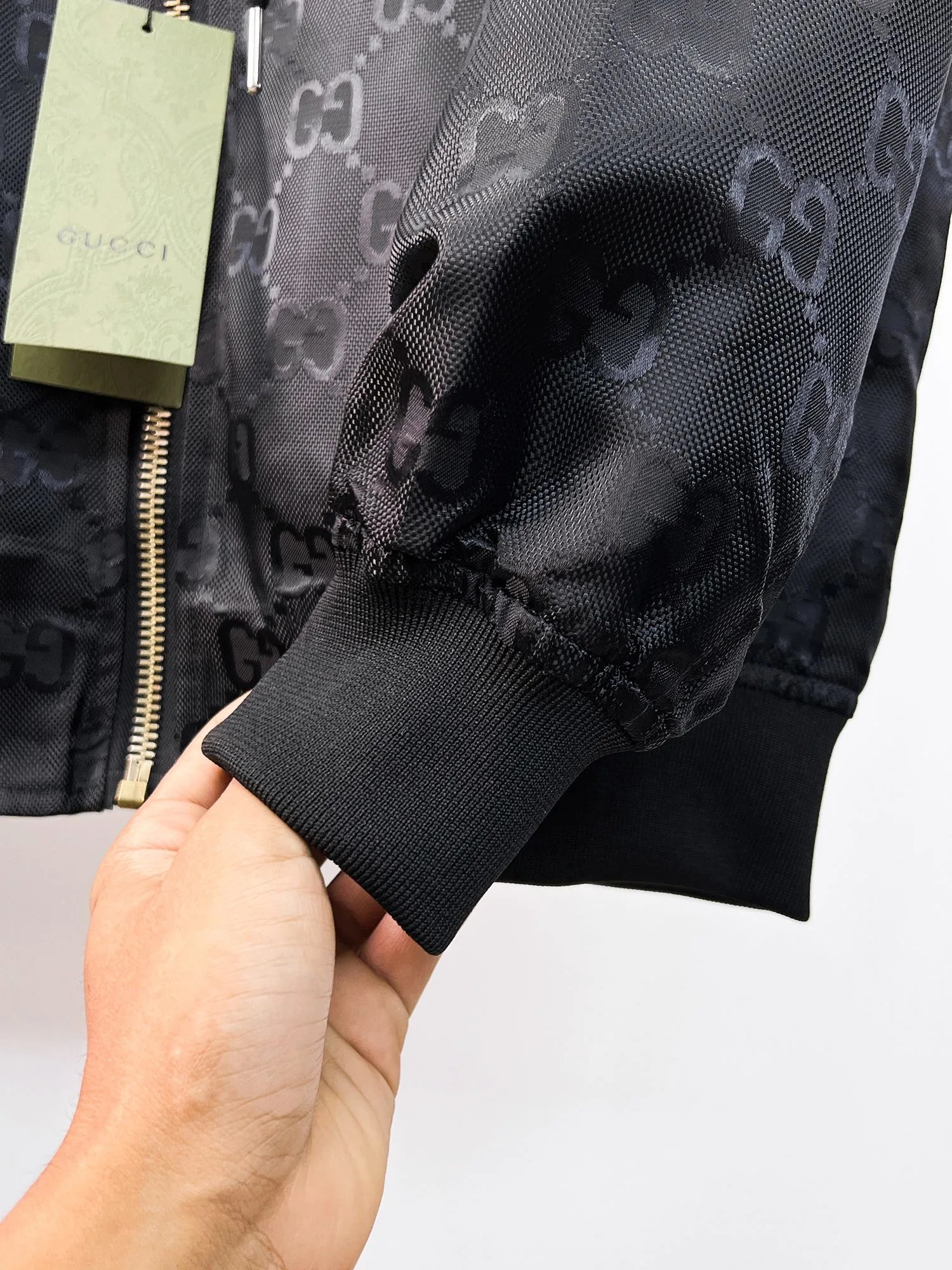 Gucci GG Monogram Hooded Bomber Jacket Black Outerwear Jacket - 10