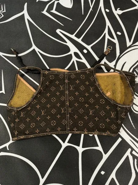 Louis Vuitton Monogram Denim Bralette Brown Vest Top - 1