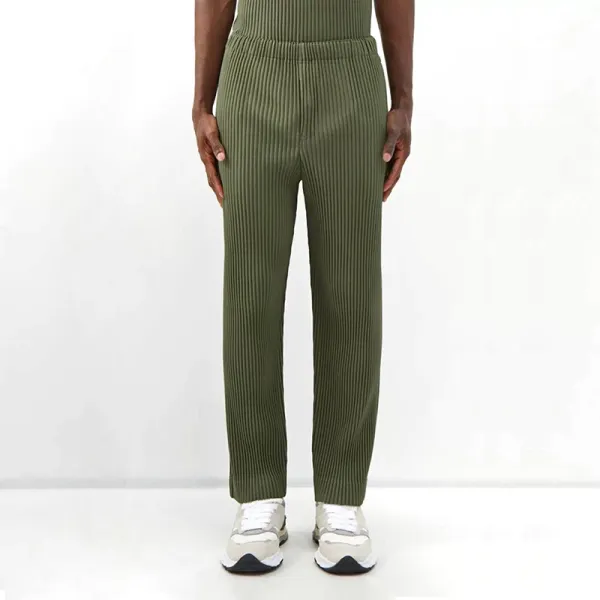 Issey Miyake Pleated Pants Olive Green Pants - 1