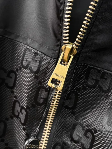 Gucci GG Monogram Hooded Bomber Jacket Black Outerwear Jacket - 7