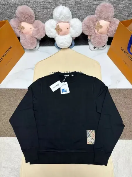 Burberry Classic Logo Patch Black Crewneck Sweatshirt Hoodie - 1