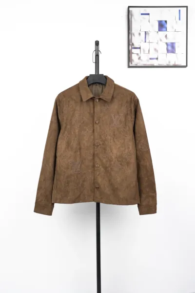 Louis Vuitton Monogram Suede Shirt Jacket Brown Outerwear - 1