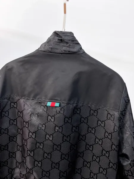 Gucci GG Monogram Hooded Bomber Jacket Black Outerwear Jacket - 6