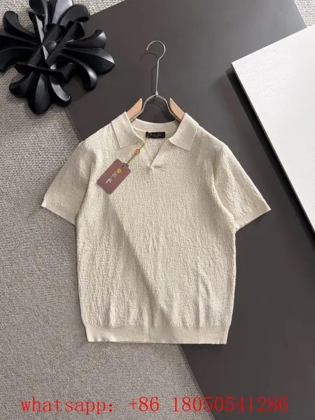 Design Knit Polo Shirt Beige Short-Sleeve Top - 1