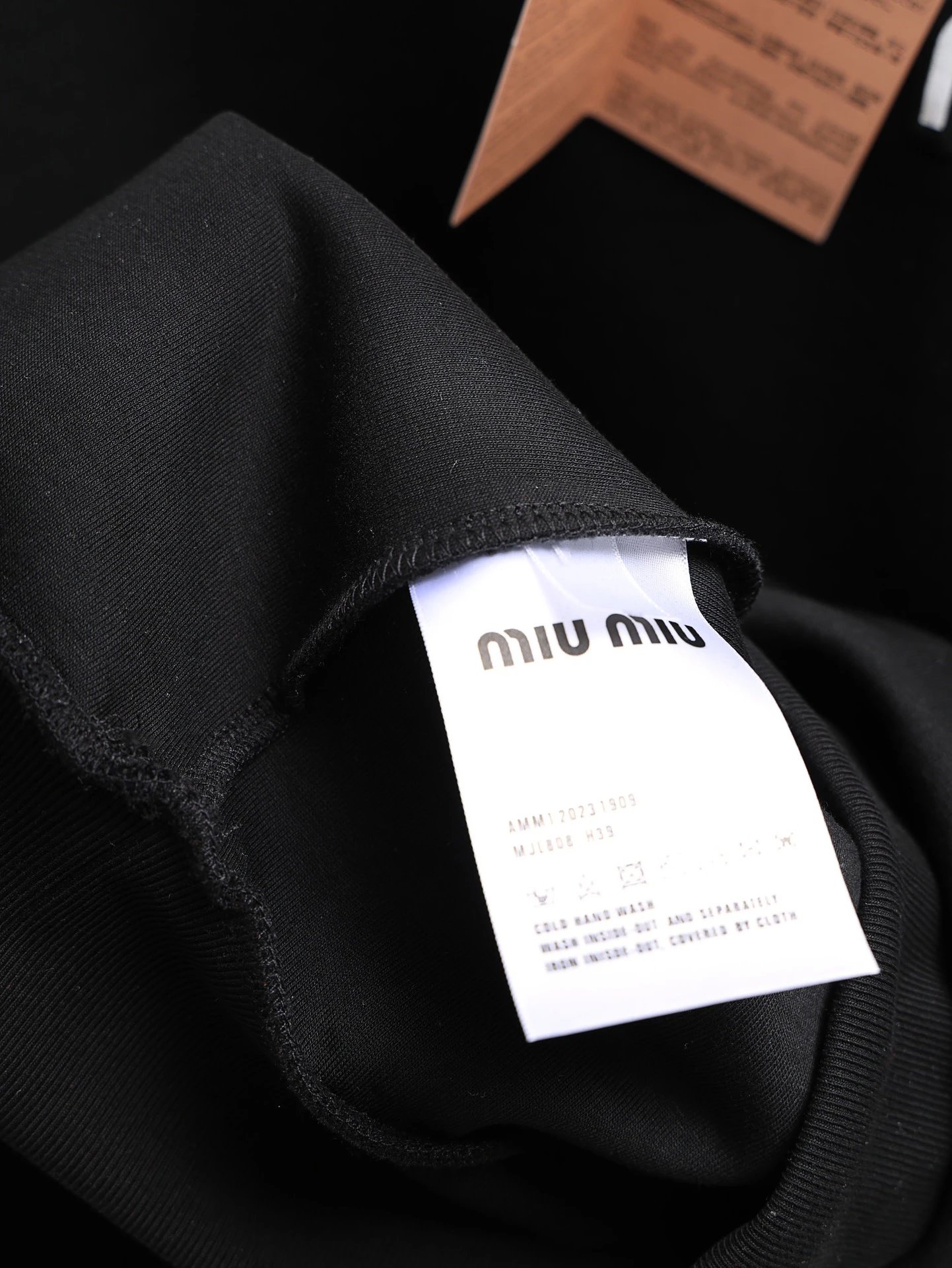 Miu Miu Logo-Embellished Black Sweatshirt with Stripe Sleeves Hoodie - 5