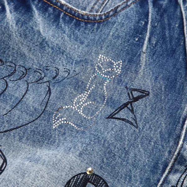 Design Custom Embroidered Graphic Jeans Blue - 8