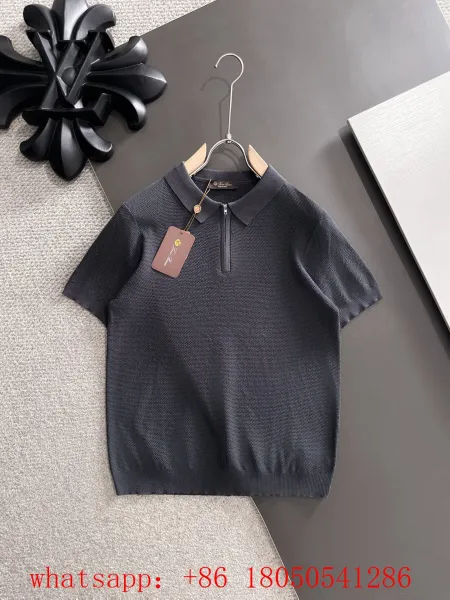 Design Knit Zip-Neck Polo Gray Polo Shirt - 1